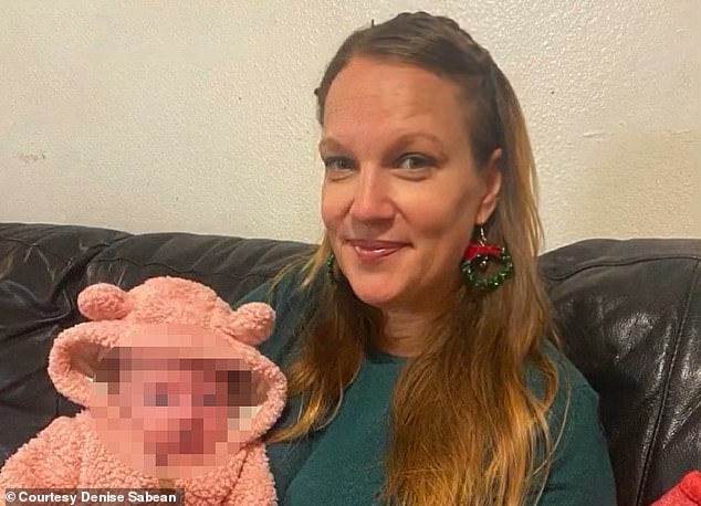 Sabean, 40, was found dead in her mother's car by Mexican authorities about a month after she crossed the border with Adams. She is pictured with their child