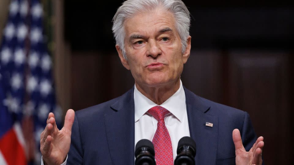Dr. Mehmet Oz, the administrator for the Centers for Medicare & Medicaid Services, speaks during a news conference on efforts to combat fraud. - Tom Brenner/AP