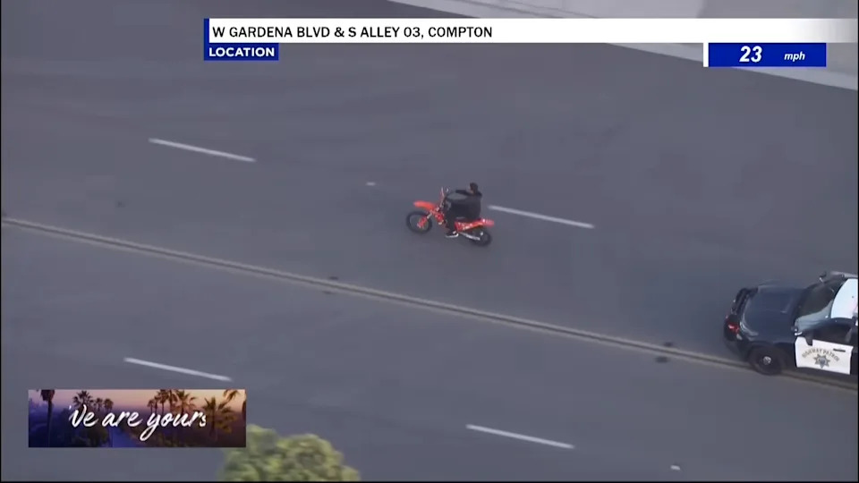 dirt bike chase in california