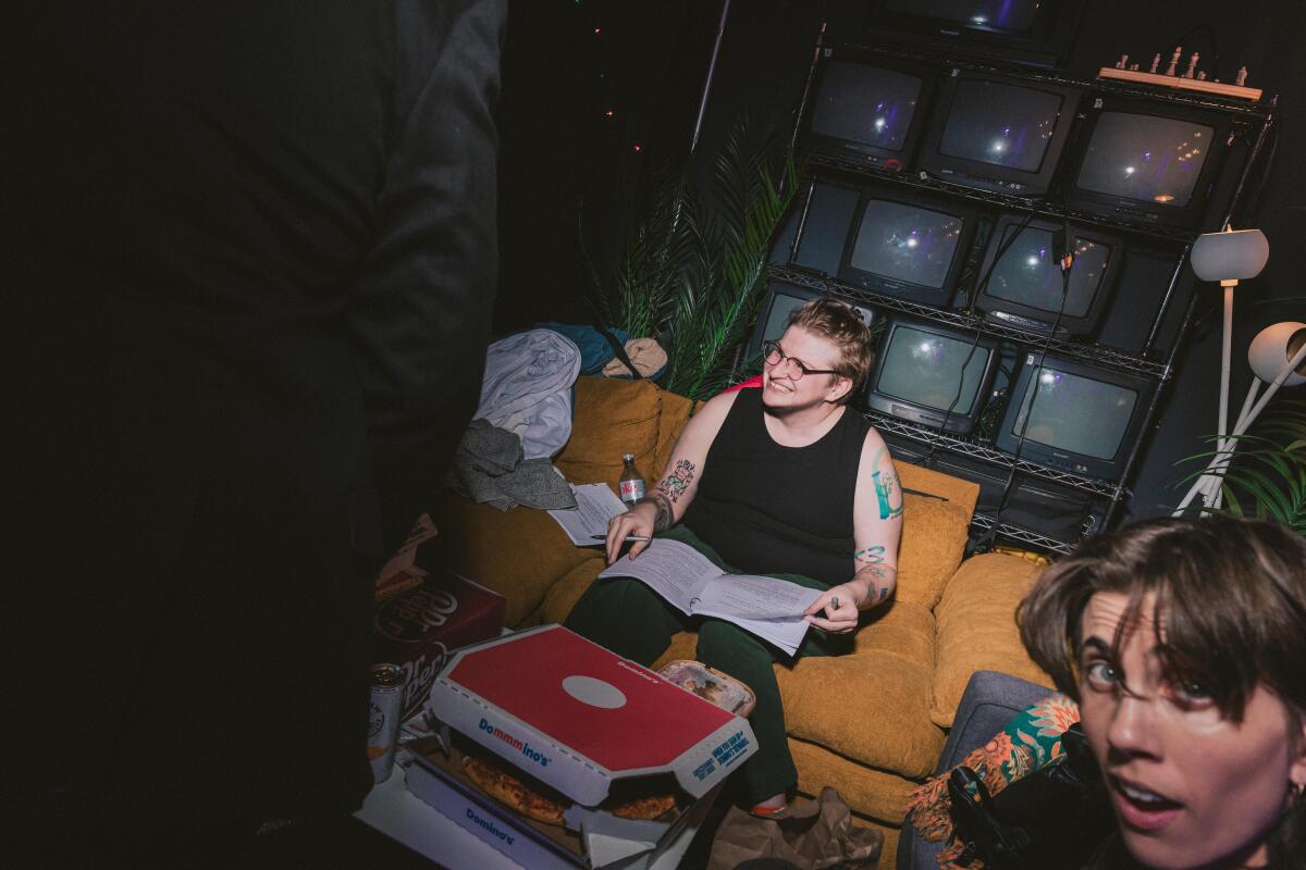 Laser Webber performs in "Queer Heist" at the Joy Who Lived comedy festival.