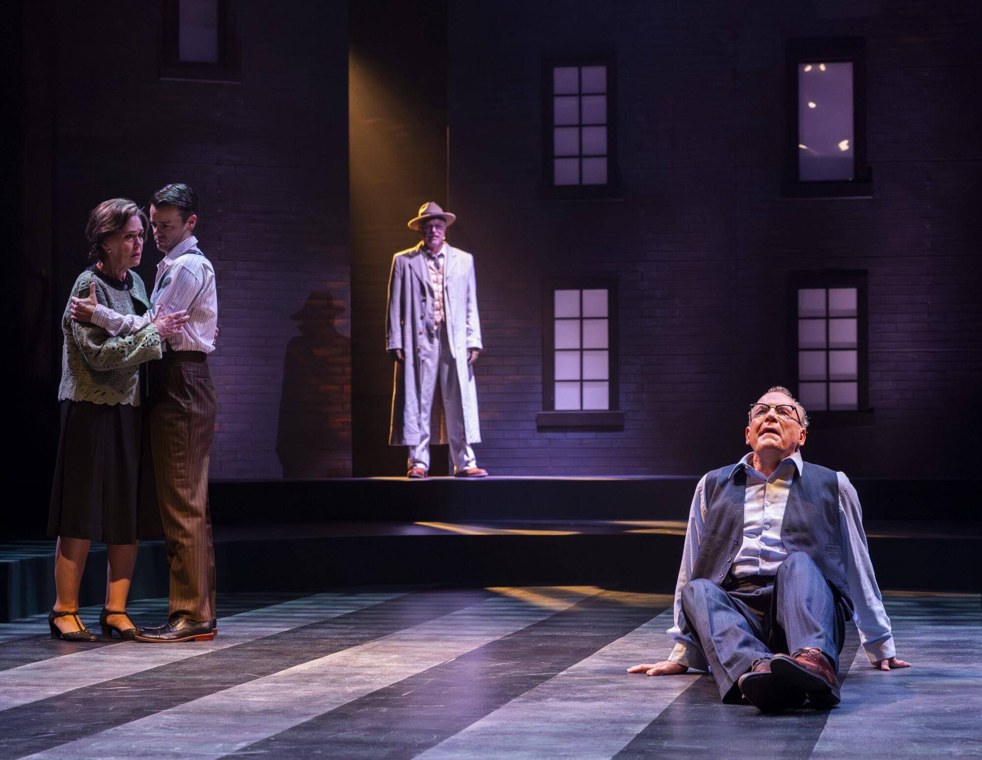 Deborah Strang, Ian Littleworth, David Nevell and Geoff Elliott in "Death of a Salesman."