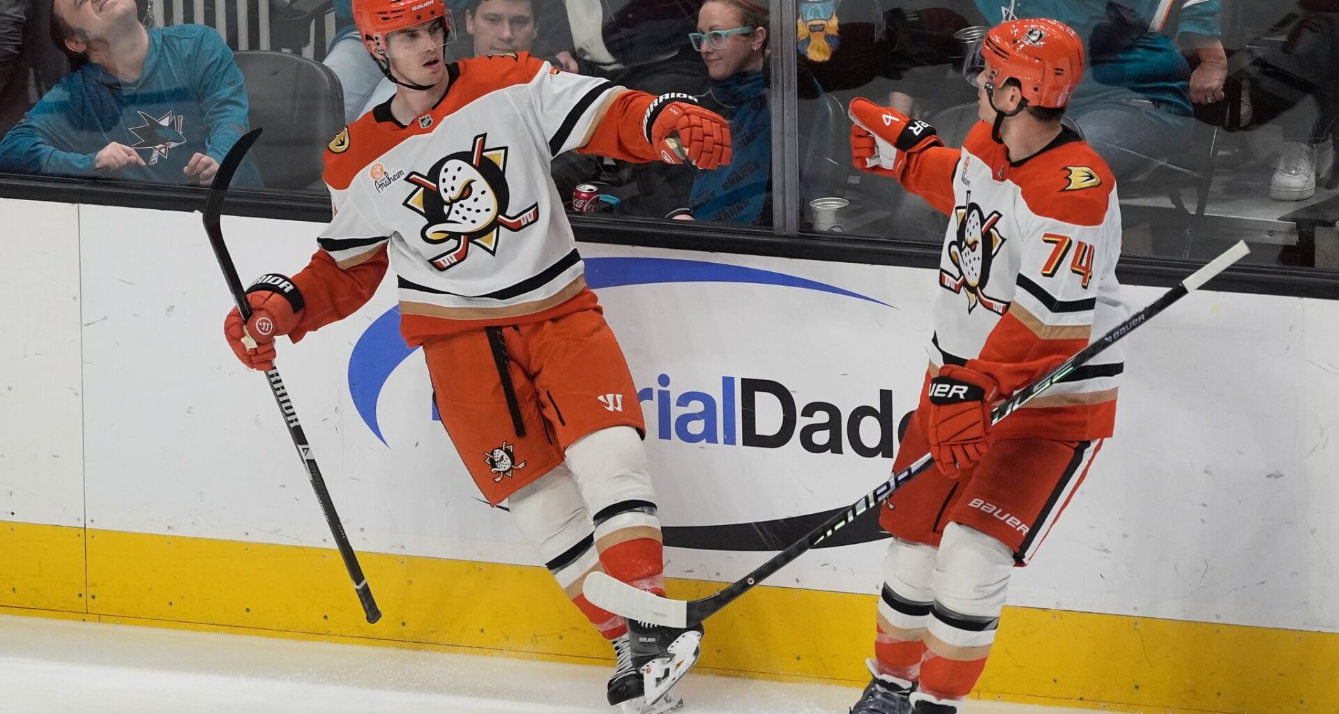 Celebrini ties it late then sets up Wennberg's winner as the Sharks beat the Ducks 4-3