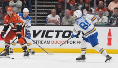 Dylan Holloway's two goals help Blues keep slim playoff hopes alive with 6-2 win over Ducks