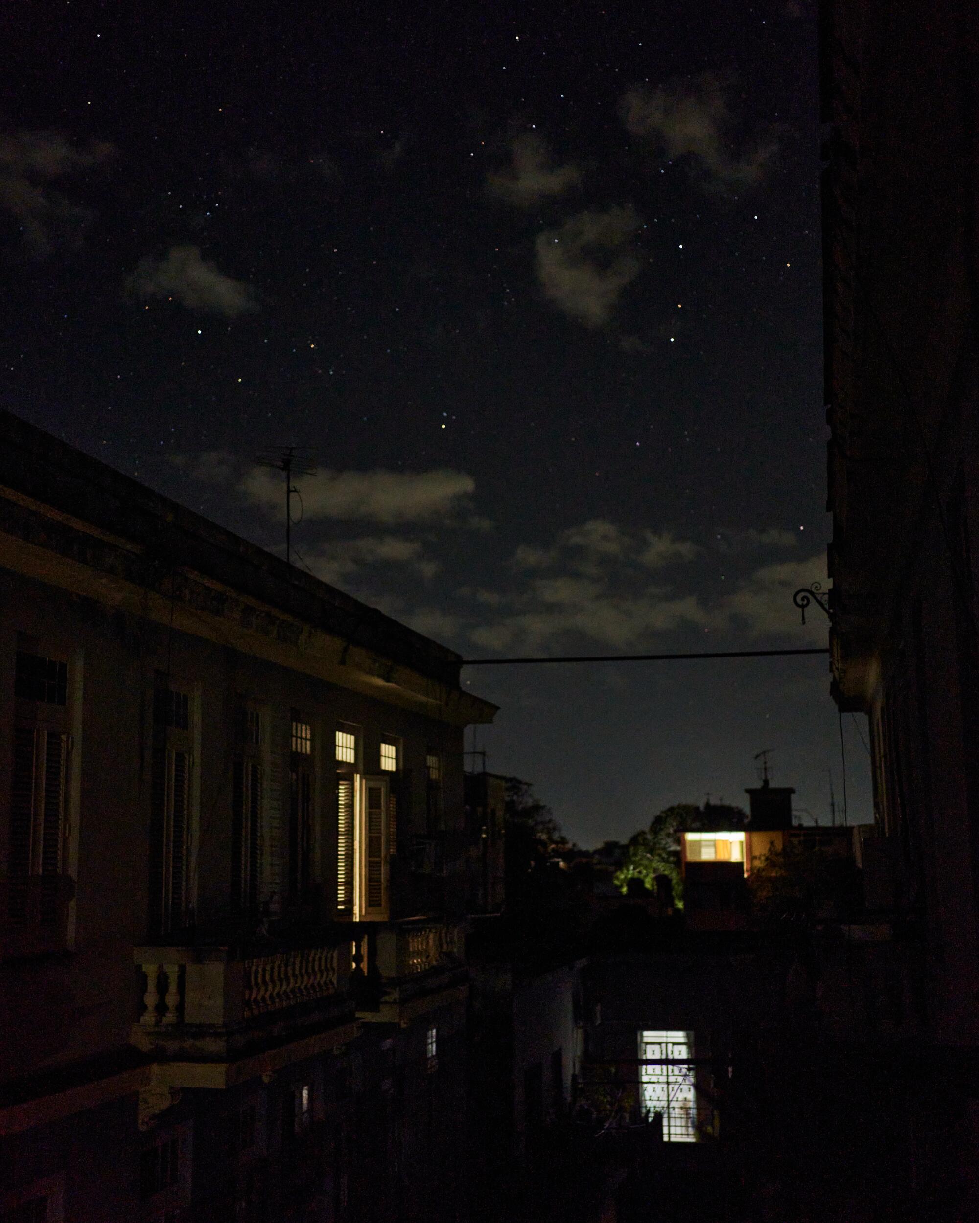 A nationwide blackout hits the Vedado neighborhood of Havana.
