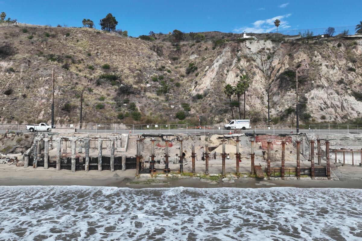 A view of destroyed beach-front properties remaining construction-free