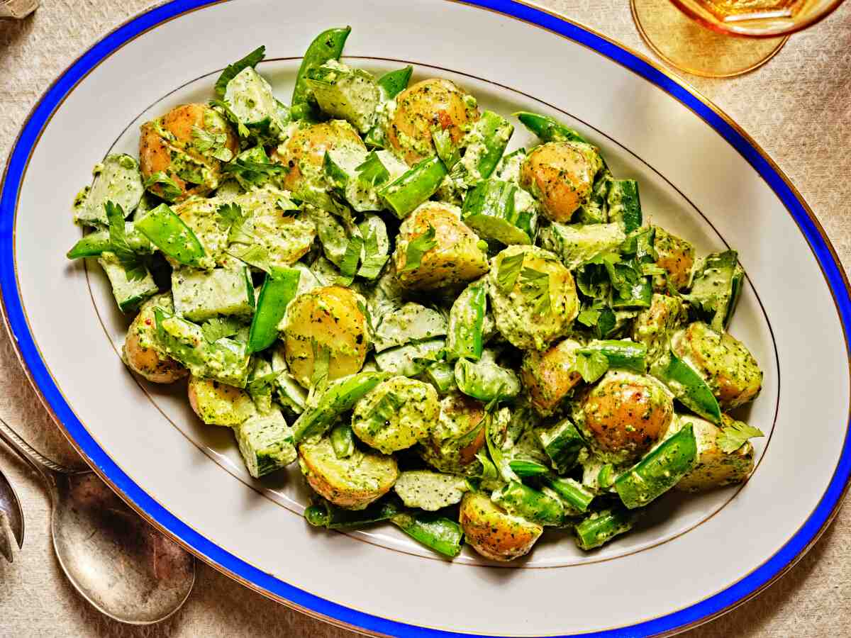 Green Potato Salad with Zhoug/