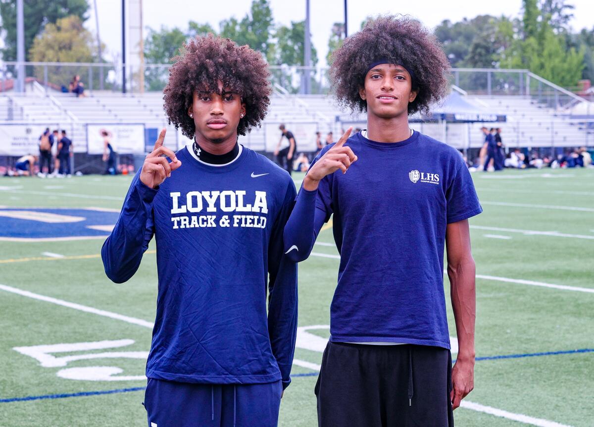 Loyola's Zion Phelps, left, and Ejam Yohannes are ready to perform at the Arcadia Invitational on Saturday.