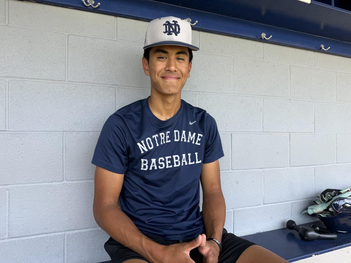 6-foot-5 third baseman/pitcher Malakye Matsumoto has come on strong this season for Sherman Oaks Notre Dame.