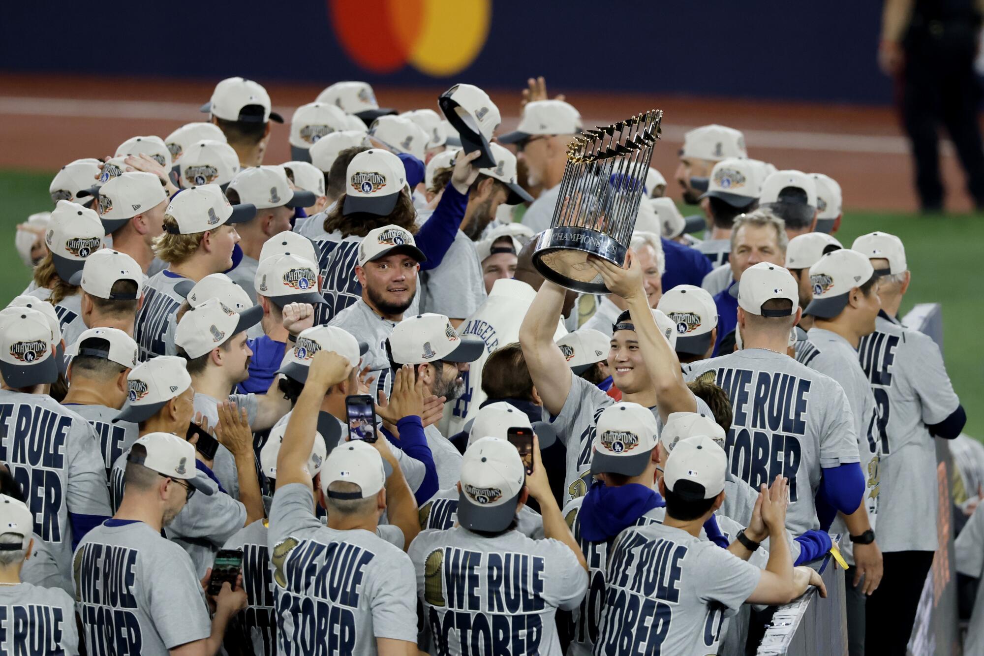  Los Angeles Dodgers pitcher Shohei Ohtani holds 