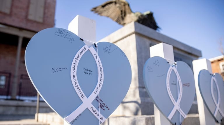 A memorial is seen at the Victory Highway Eagle in...