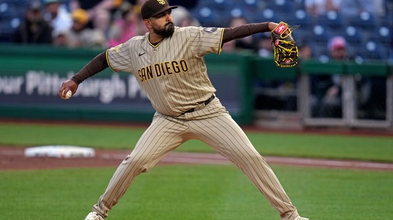 San Diego Padres pitcher Germán Márquez delivers during the first...