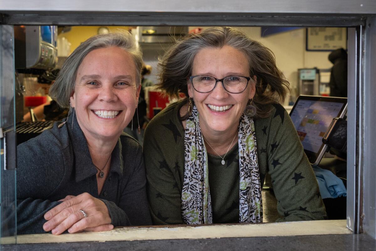 Damburger owners Nell Cox, left, and Julie Malik.