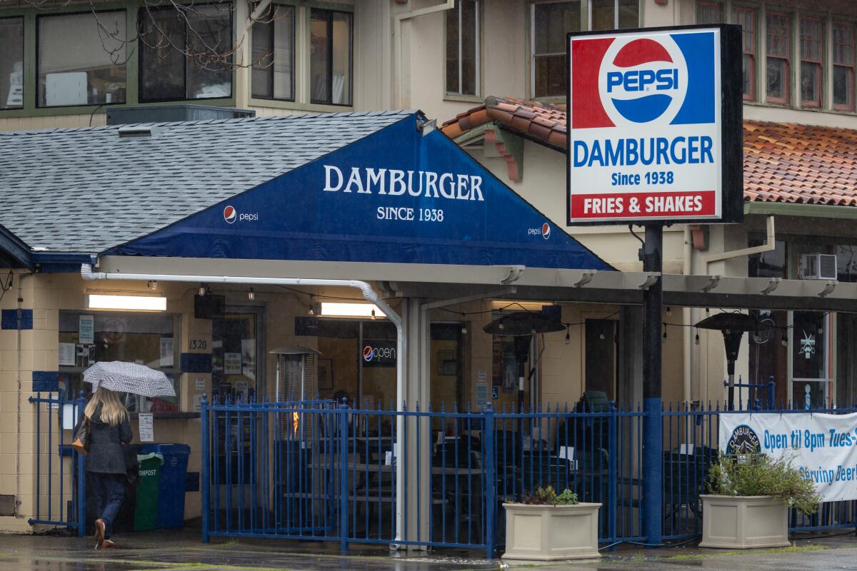 A patron enters Damburger in Redding.