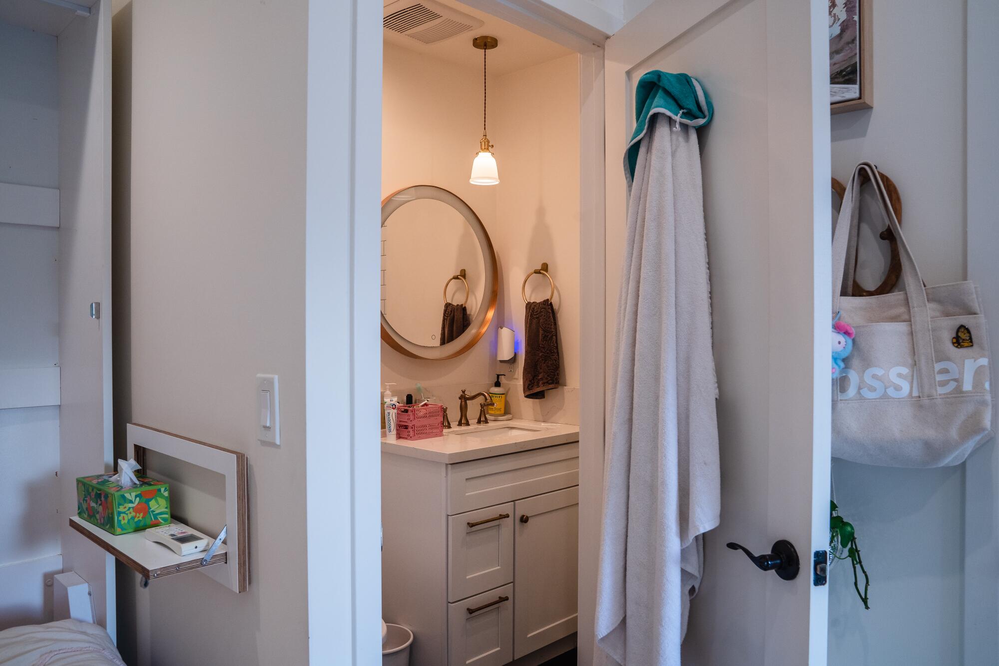 A tiny bathroom inside an ADU.