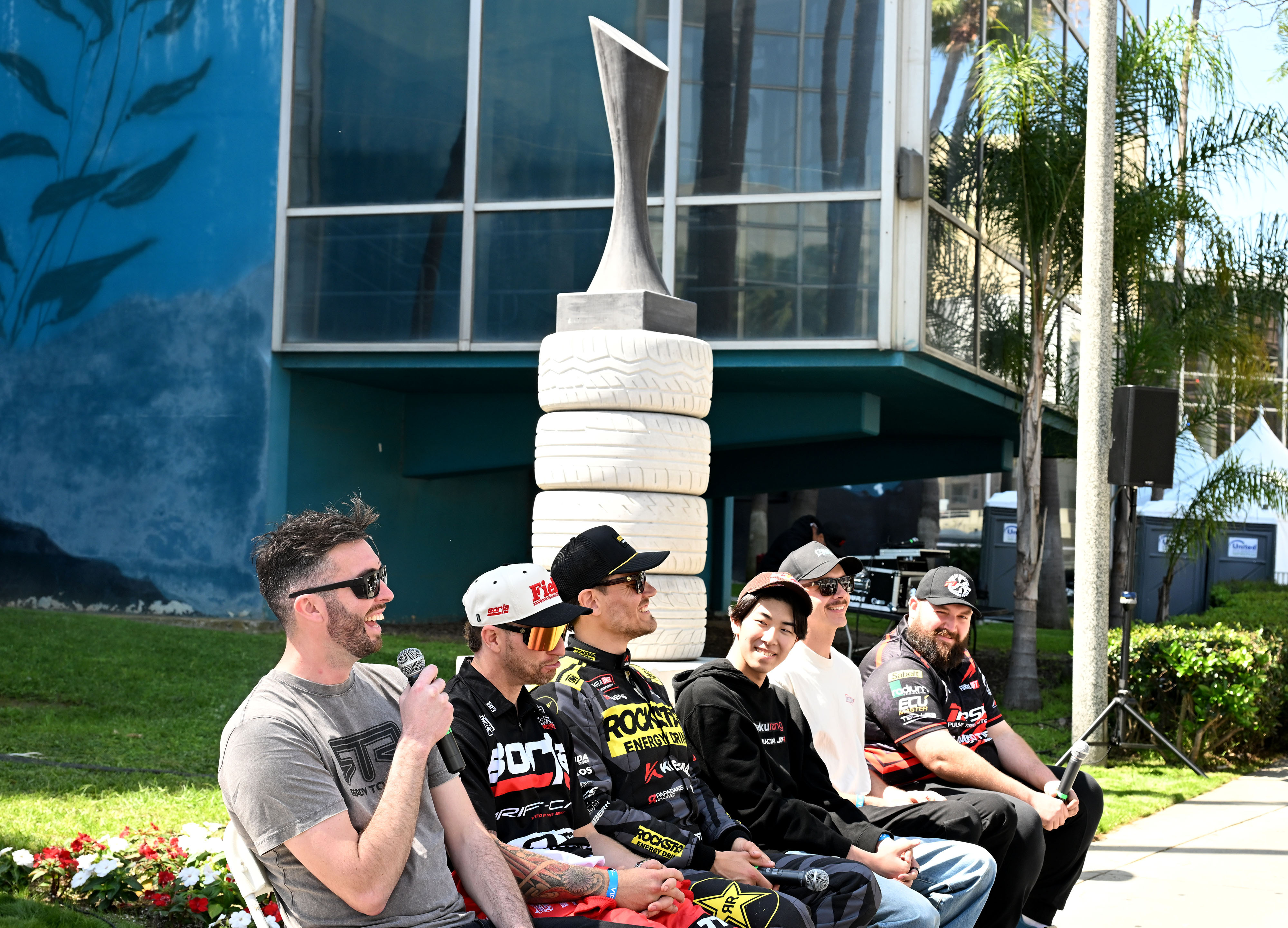Formula DRIFT drivers speak during the unveiling of the Formula...