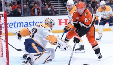Justus Annunen stops 43 shots for 3rd career shutout in Predators' 5-0 win over Ducks