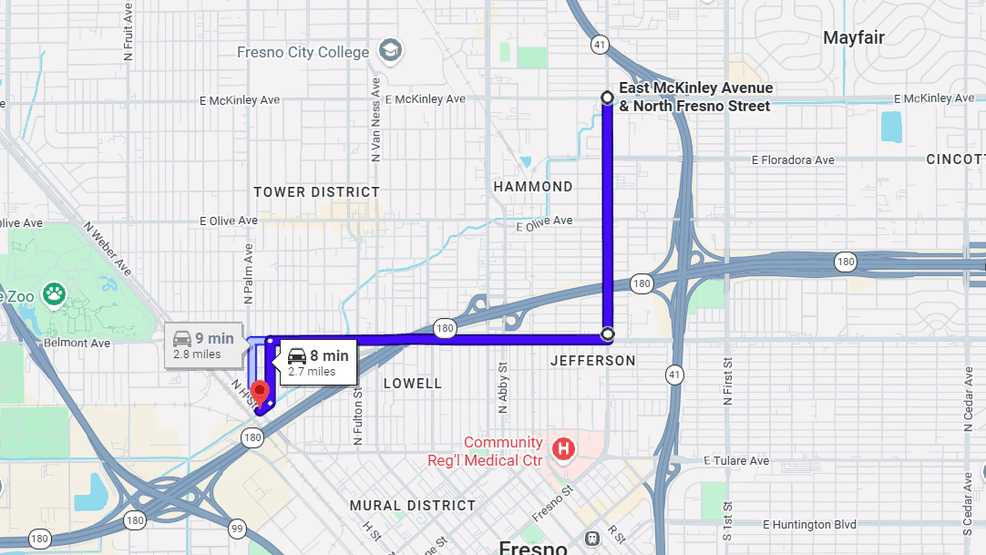 Distance between the two scenes (Courtesy: Google Maps)