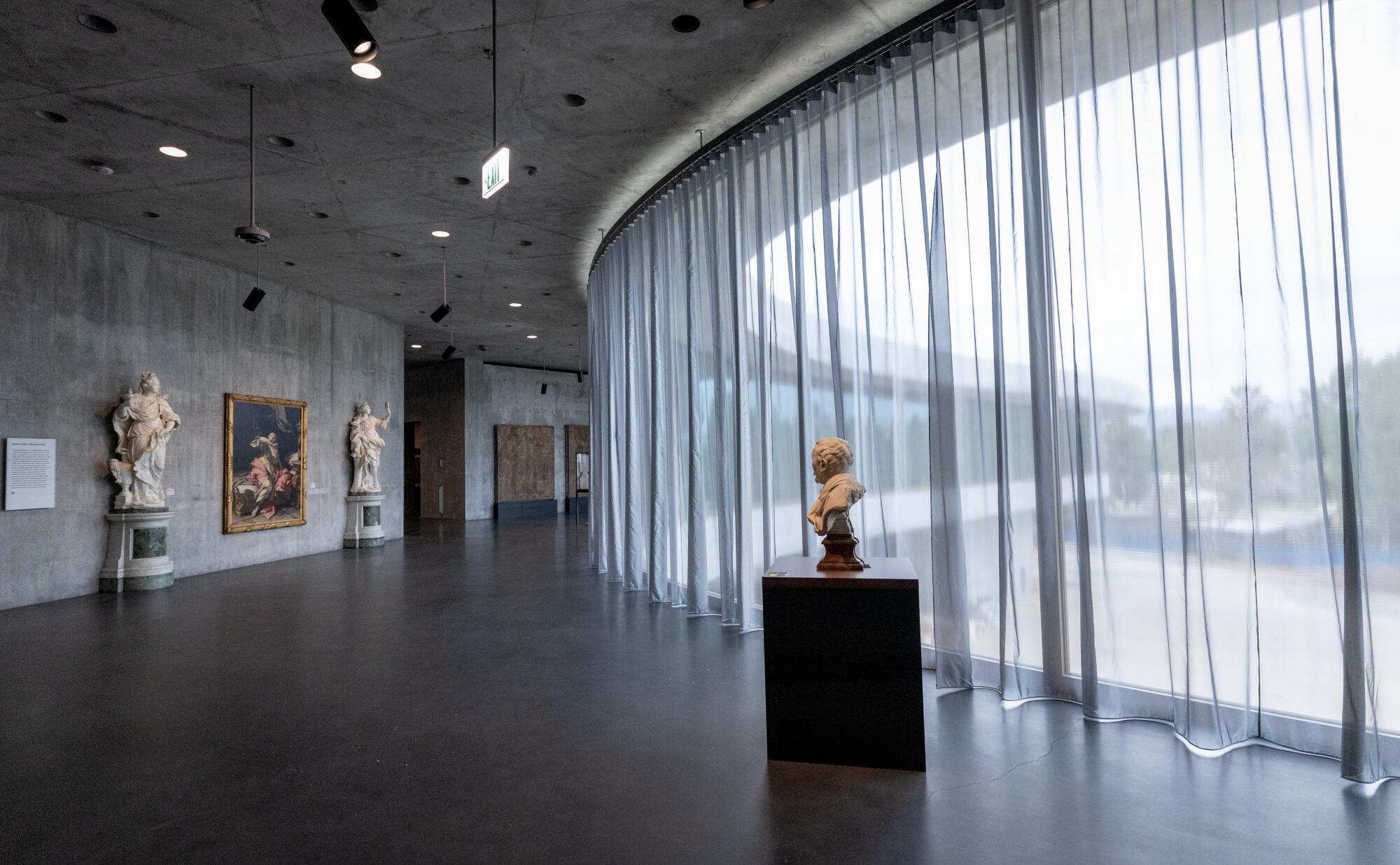 Curved windows in a museum.