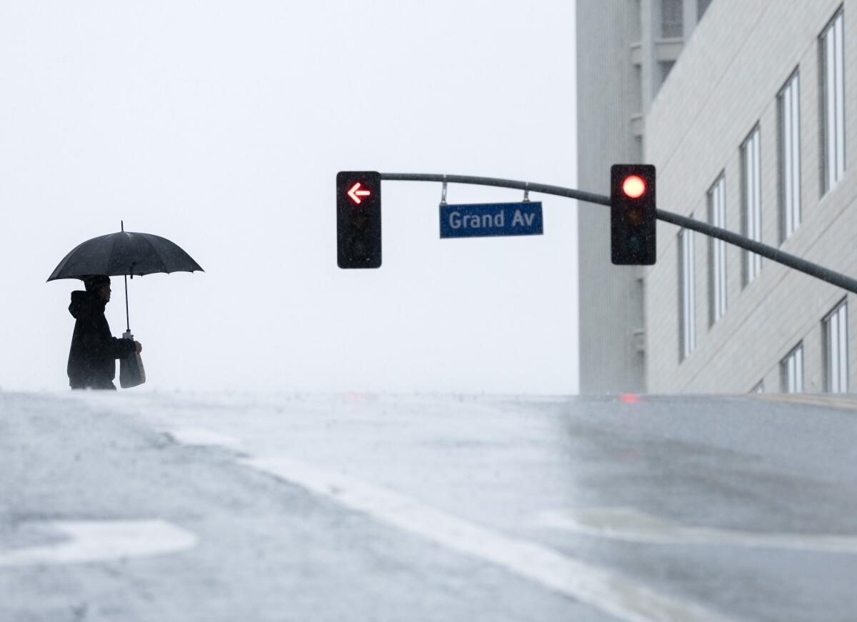 The scene on Grand Avenue in downtown L.A.