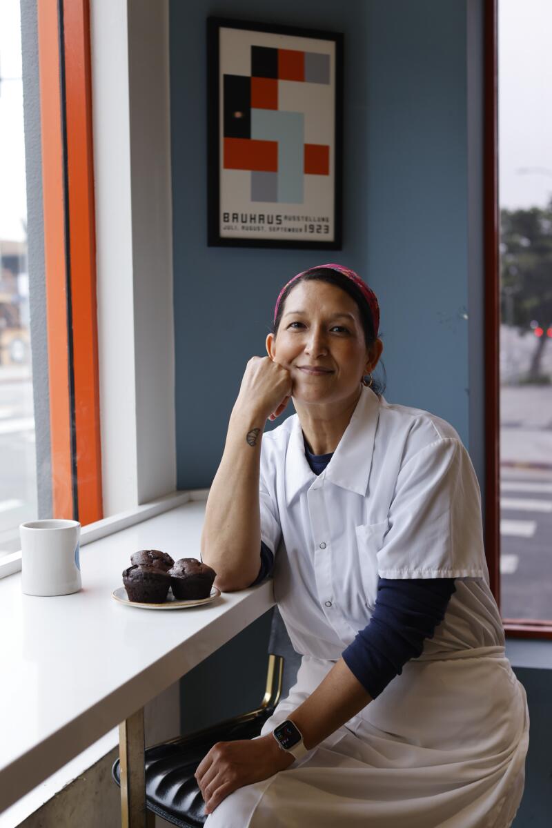 Roxana Jullapat with her chocolate muffins at Friends & Family in Los Angeles.