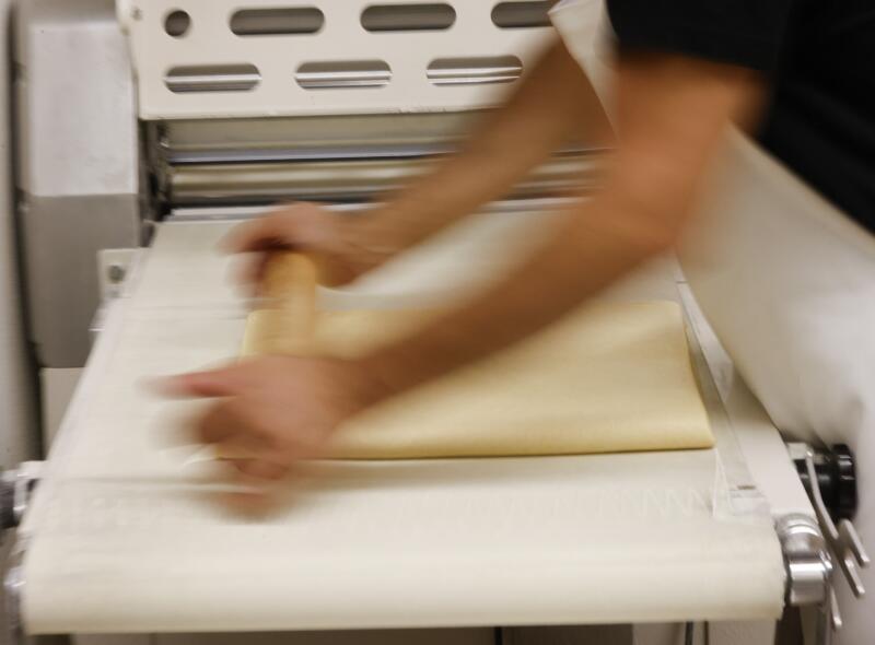 Croissant dough is rolled at Friends & Family in L.A.