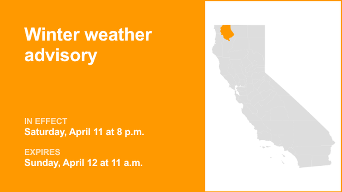 Winter weather advisory affecting Western Siskiyou County Saturday and Sunday