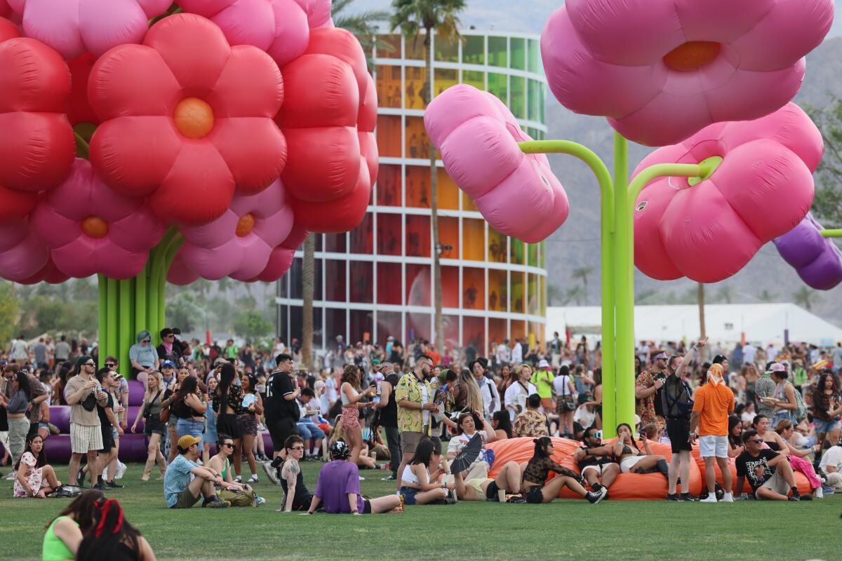 Music fans at the 2025 Coachella Valley Arts and Music Festival in Indio.