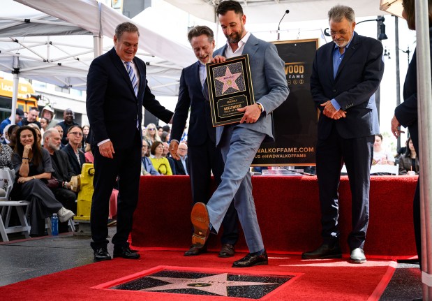 Noah Wyle becomes the first person to step over his star on the Hollywood Walk of Fame on Thursday, April 9, 2026. Wyle was honored with the 2,840th star in the category of Television, on the Hollywood Walk of Fame at 6164 Hollywood Boulevard in front of El Centro. (Photo by Jacob Lewis, Contributing Photographer)