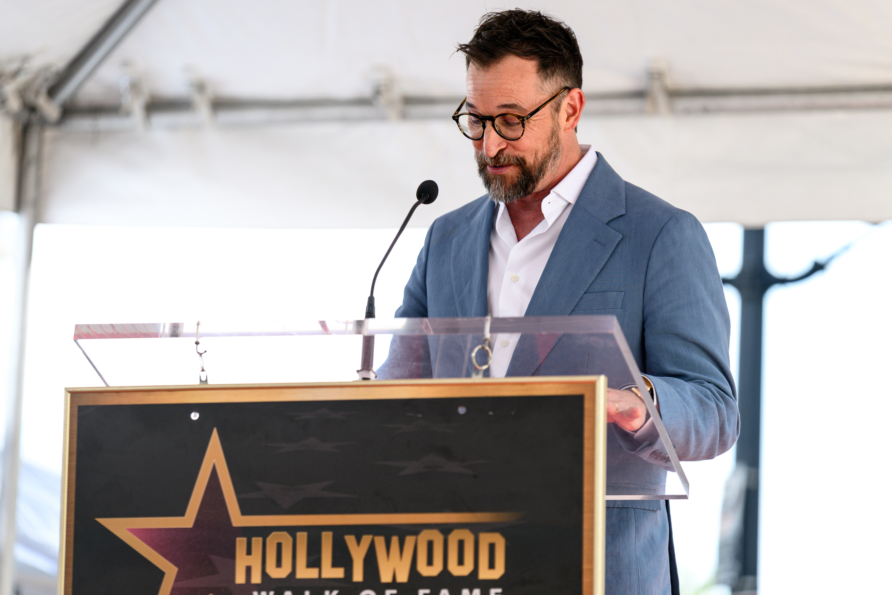 Noah Wyle speaks at his Hollywood Walk of Fame star...