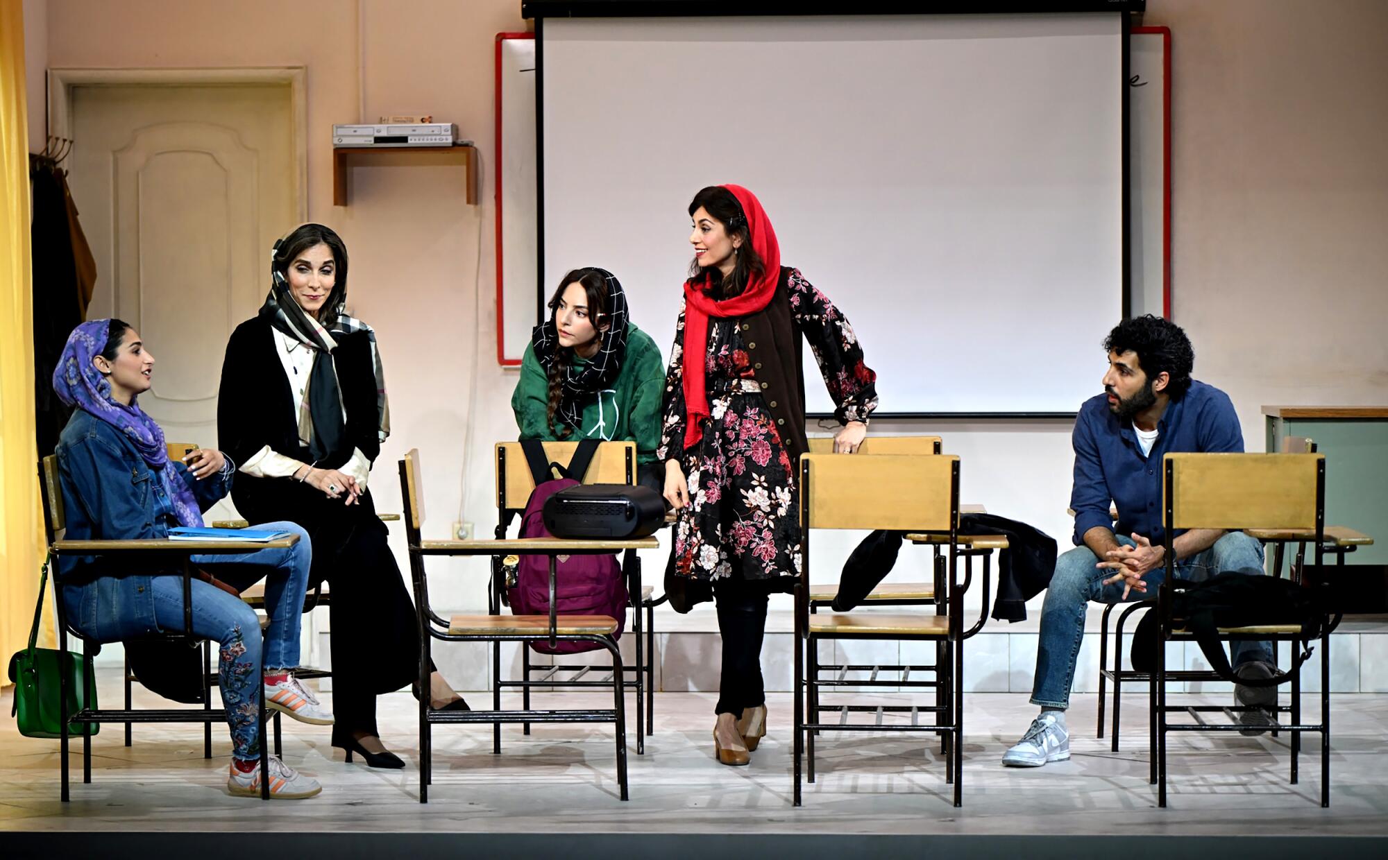 The cast of "English" at the Wallis.