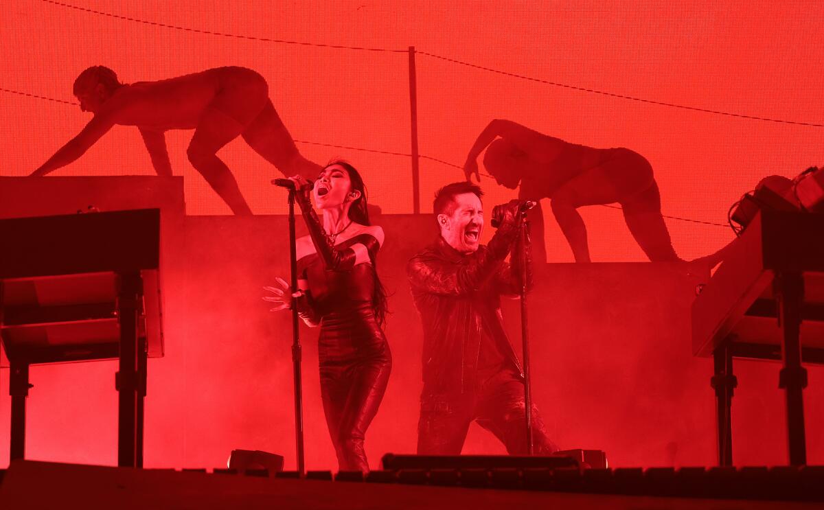 Nine Inch Noize performs at the Sahara stage during the Coachella Valley Music and Arts Festival.