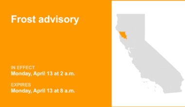 Frost advisory affecting Northern California Monday - temperatures dipping to 33