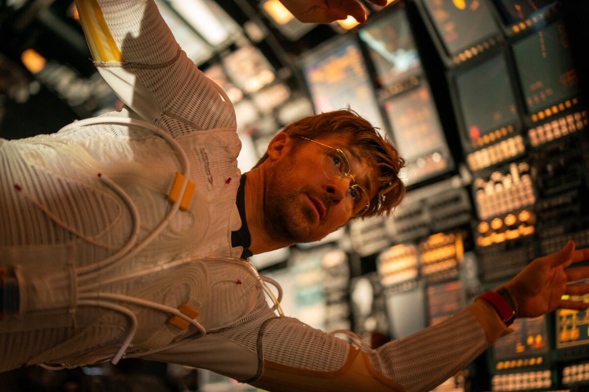 Ryan Gosling in a spaceship in a still from the movie "Project Hail Mary."