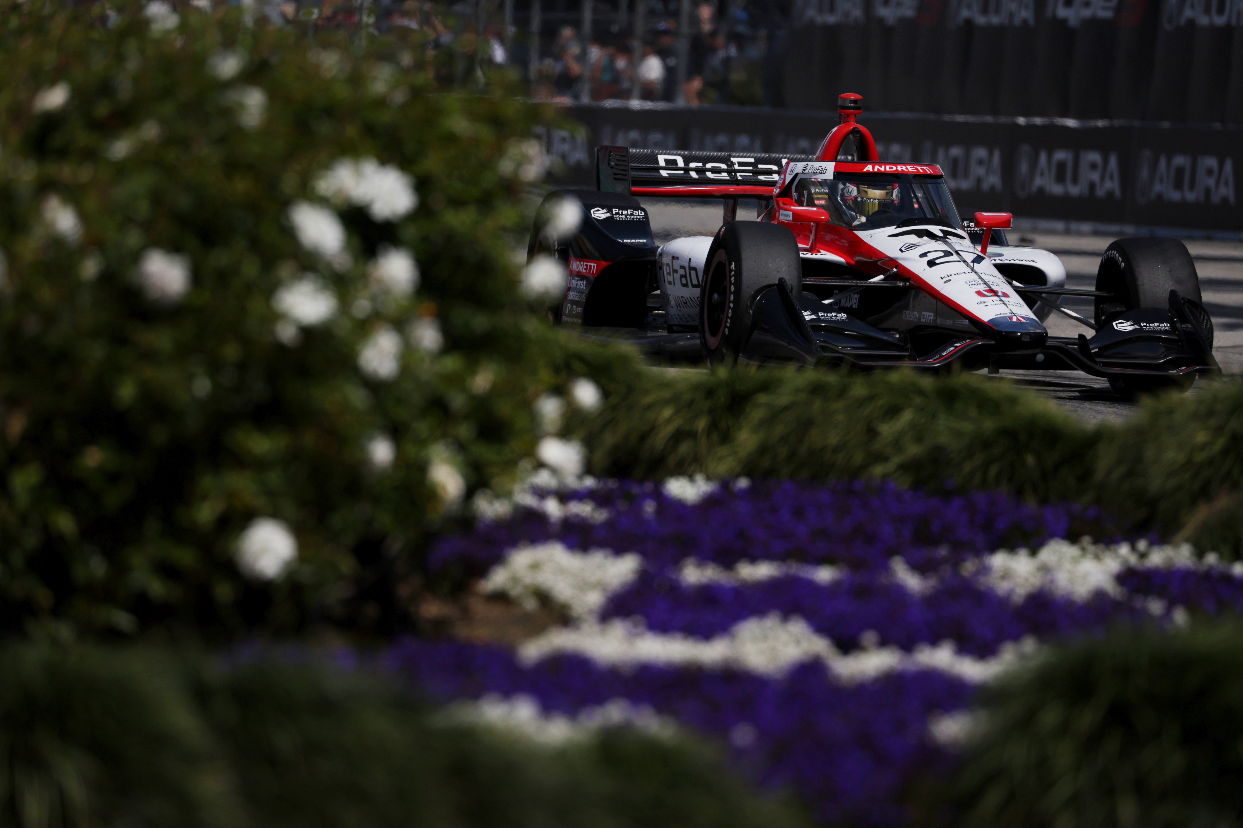 Indycar Andretti Global driver Kyle Kirkwood races through the streets...