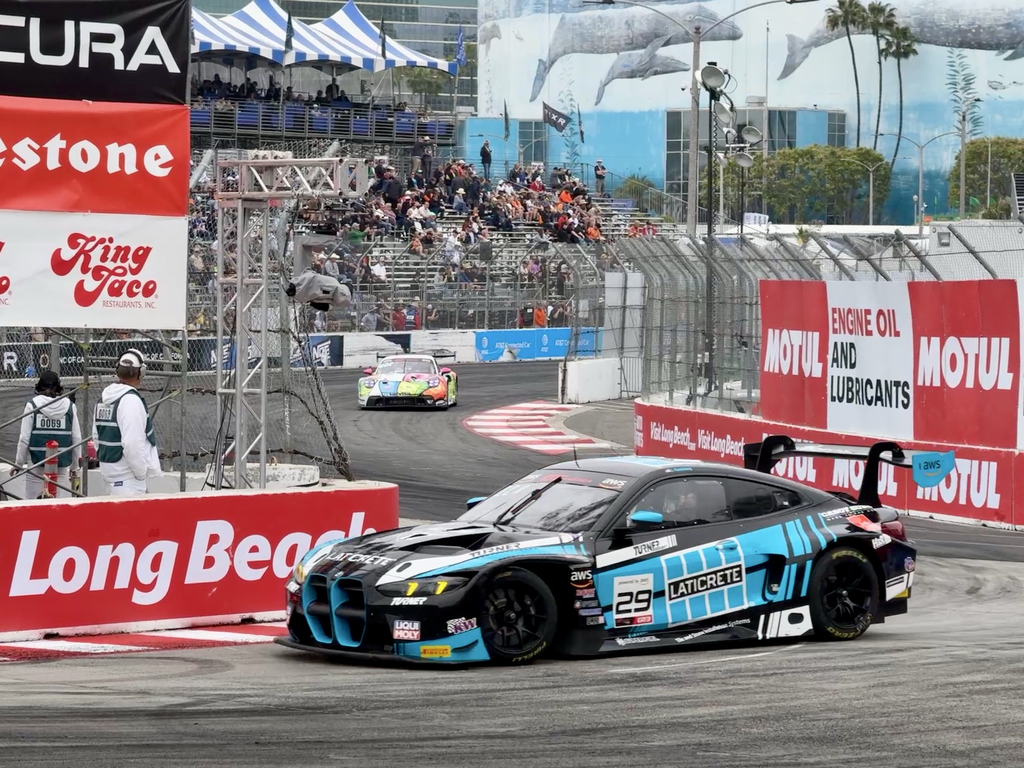 Justin Rothberg rounds the hairpin as he wins the GT...