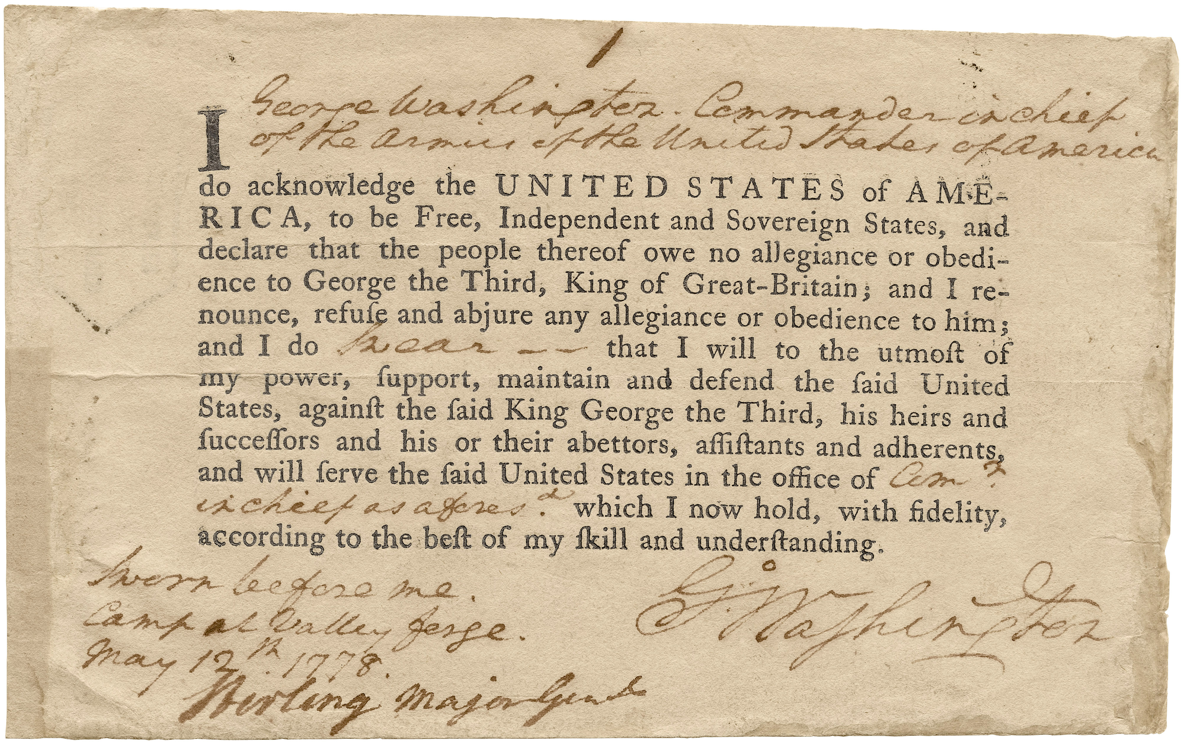 George Washington’s Oath ofAllegiance. In celebration of the country’s 250th...
