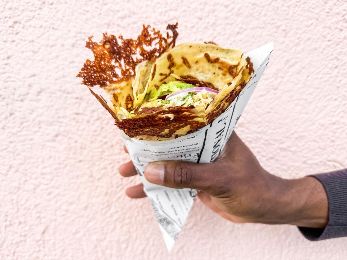 Chicken pesto crepe from Coachella vendor Gabino's Creperie, which has locations in Indio and Palm Springs.