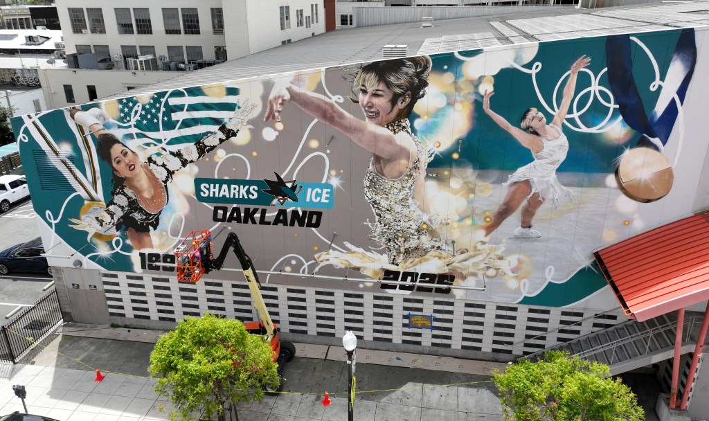 New Alysa Liu and Kristi Yamaguchi mural almost complete at Oakland Ice Center