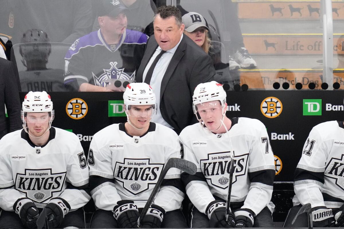 Kings interim coach D.J. Smith during a game in March in Boston.