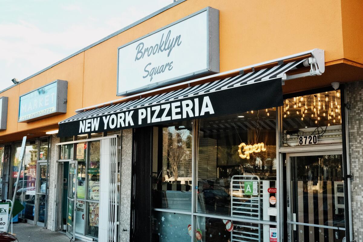 An exterior of Brooklyn Square pizzeria in Downey