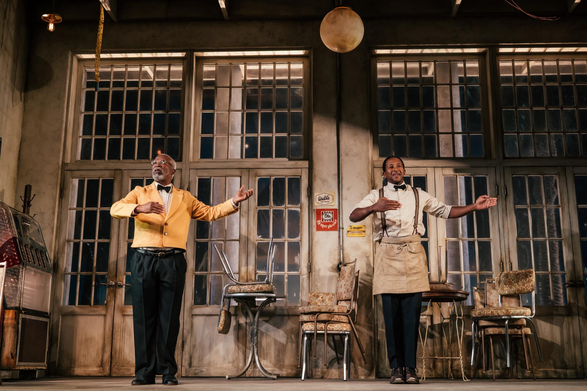 John Kani, left, and Nyasha Hatendi in "'Master Harold' … and the Boys" at Geffen Playhouse.