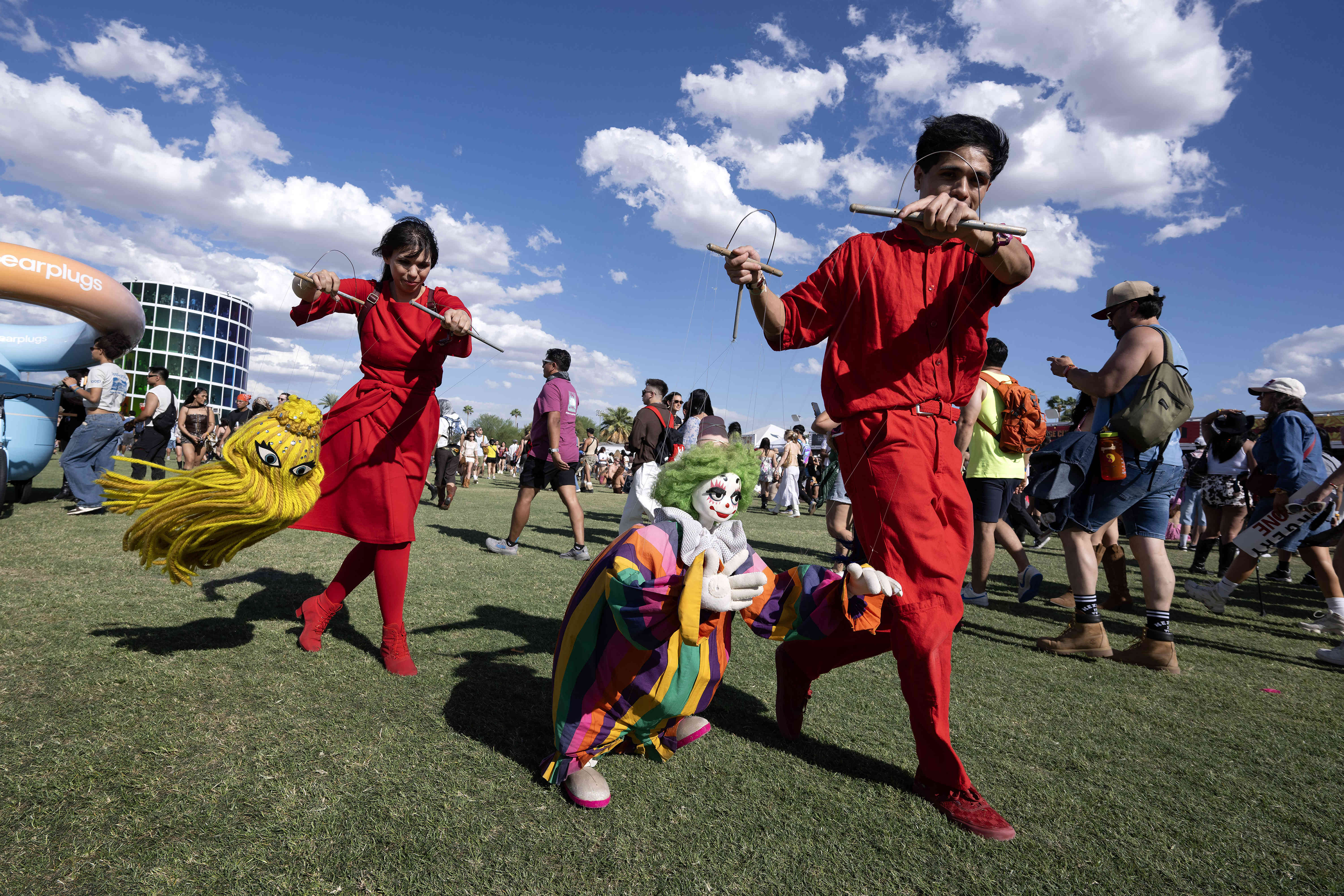 Members of Bob Baker Marionette Theater perform during day one...