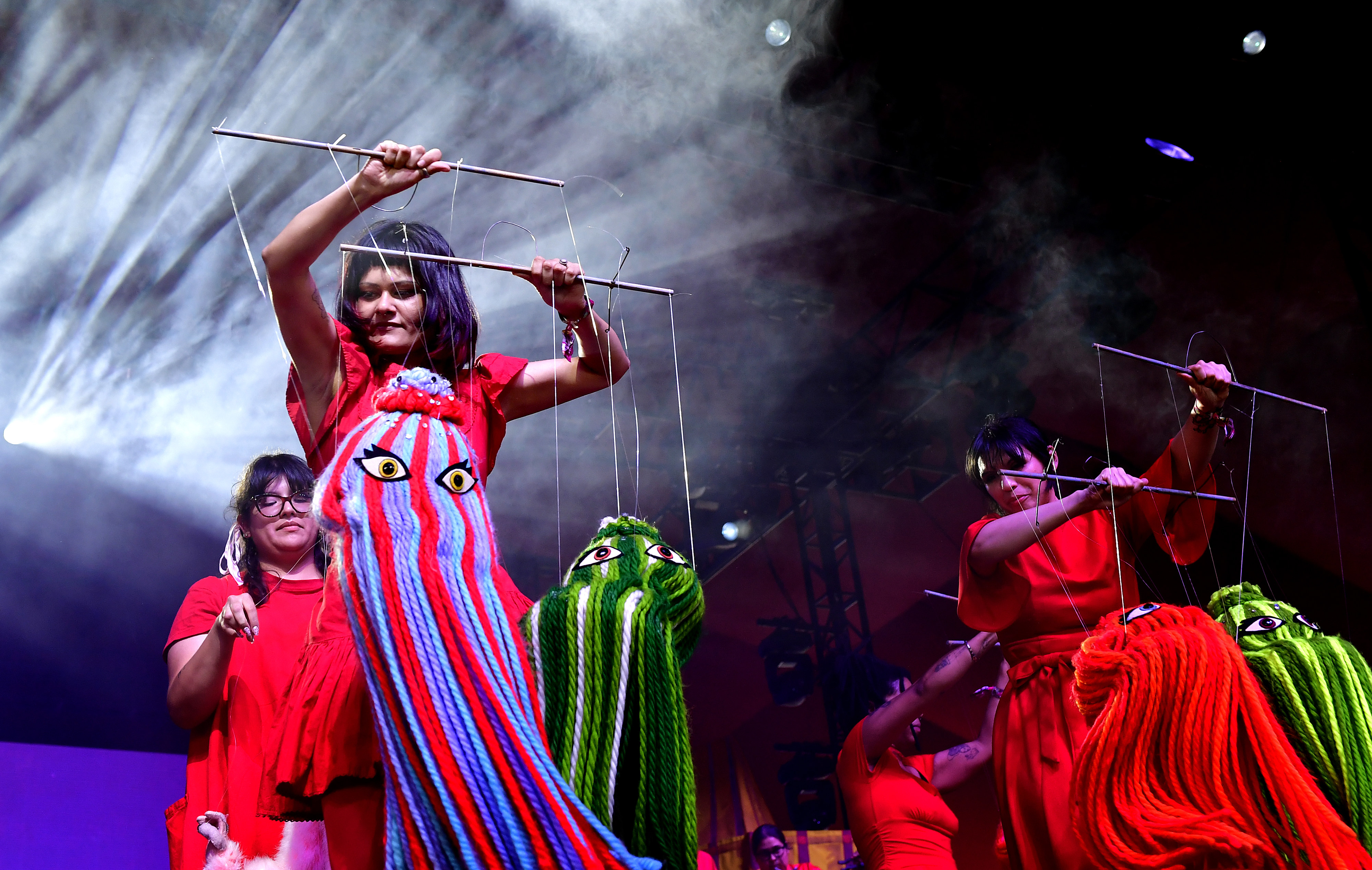Bob Baker Marionettes perform in the Gobi Tent during the...