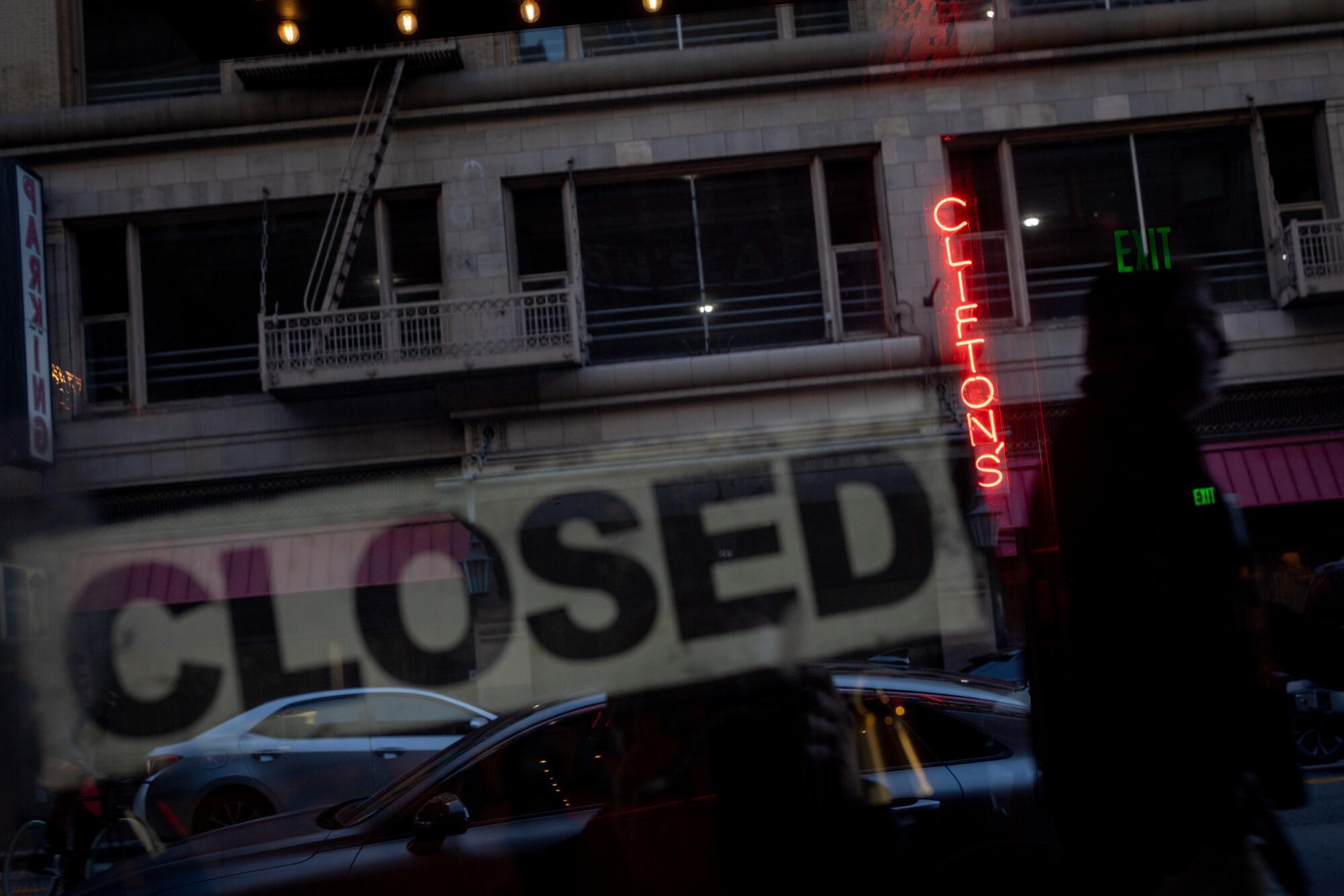 A closed sign for Clifton's Cafeteria.