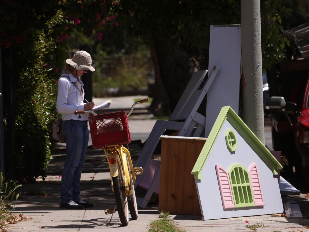 Sabine Phillips documents abandoned furniture and debris found on sidewalks.