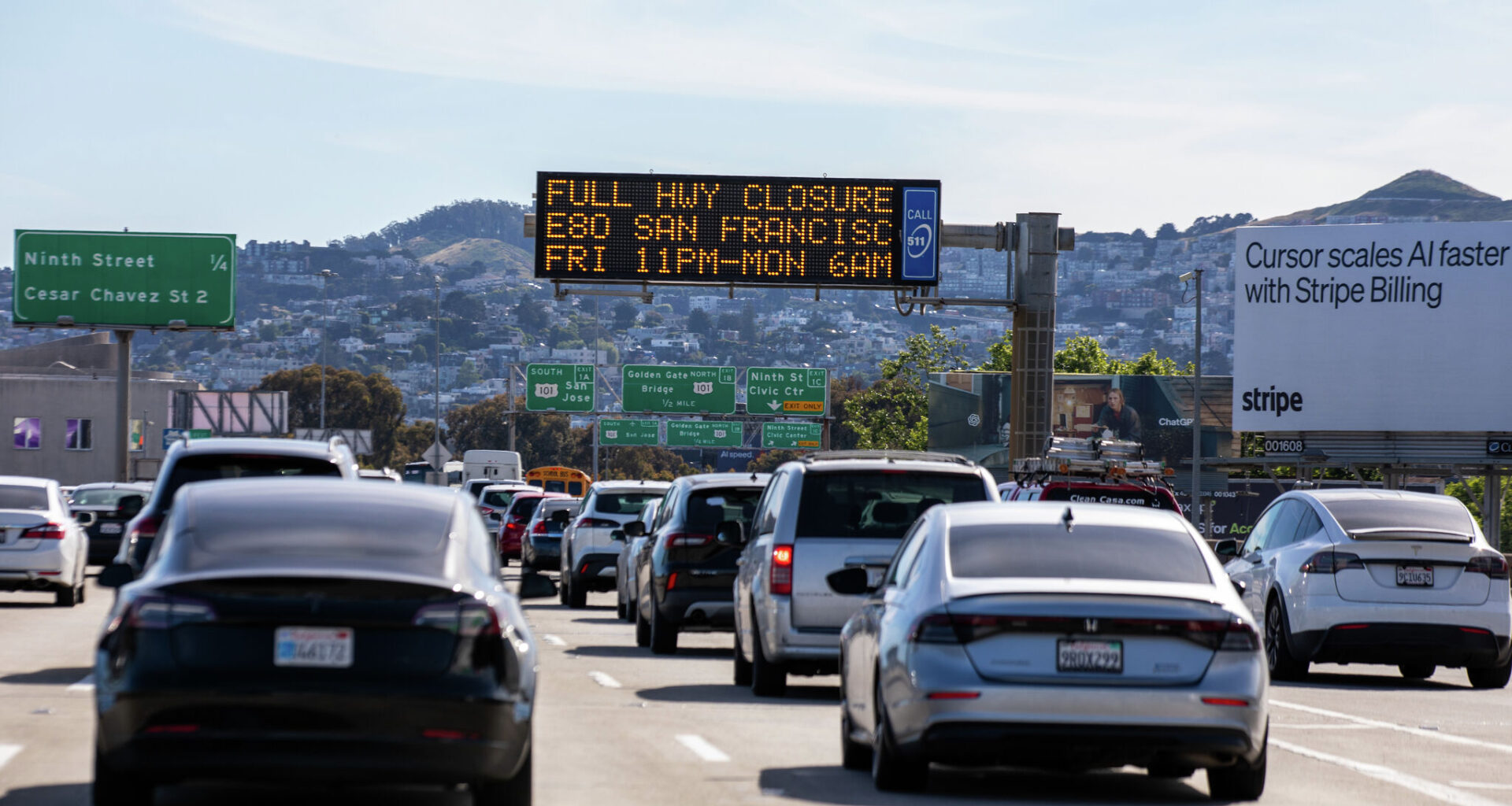 I-80 Bayshore Freeway repairs snarl SF traffic, but Bay Bridge open