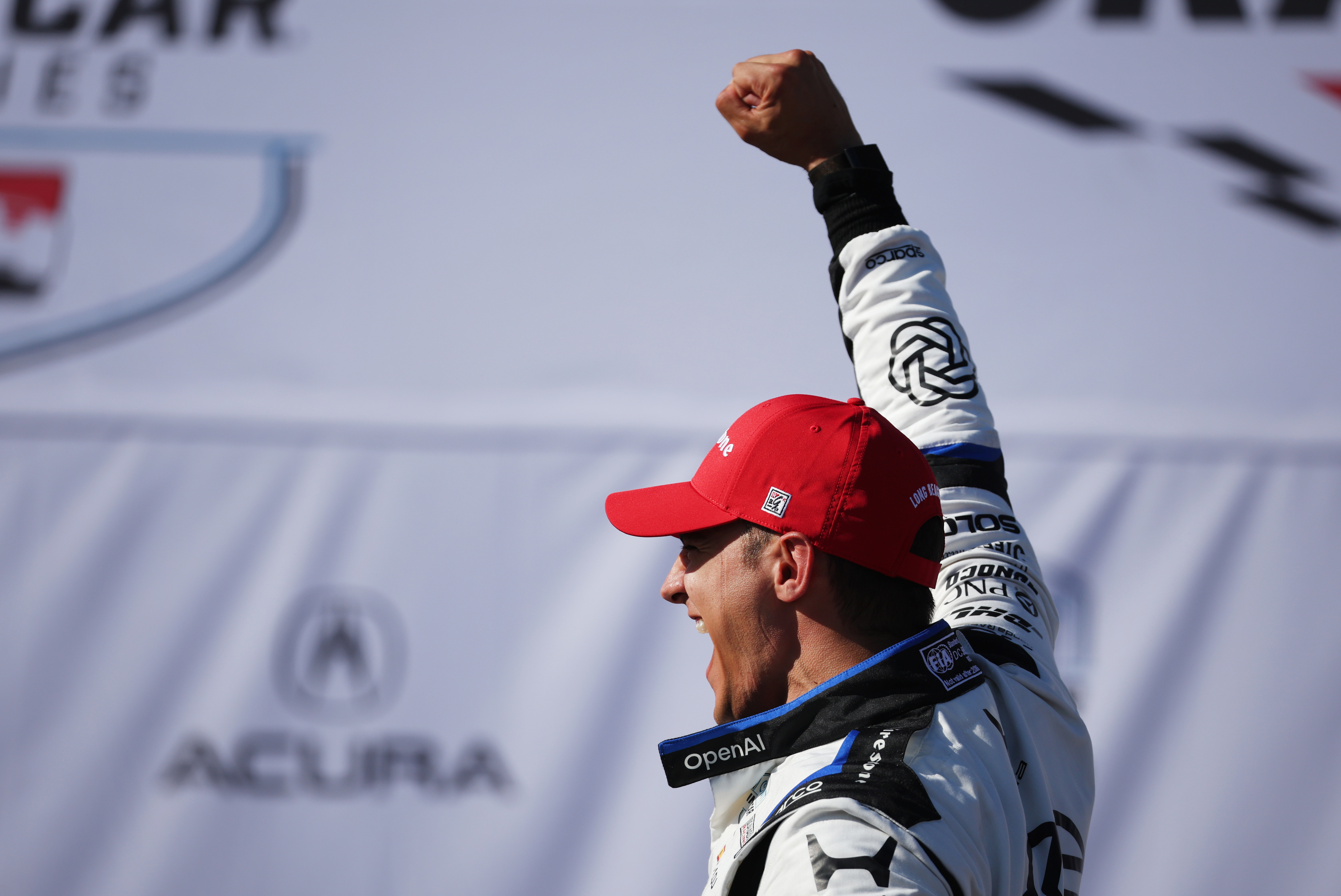 Indycar driver Alex Palou celebrates after winning the 51st Grand...