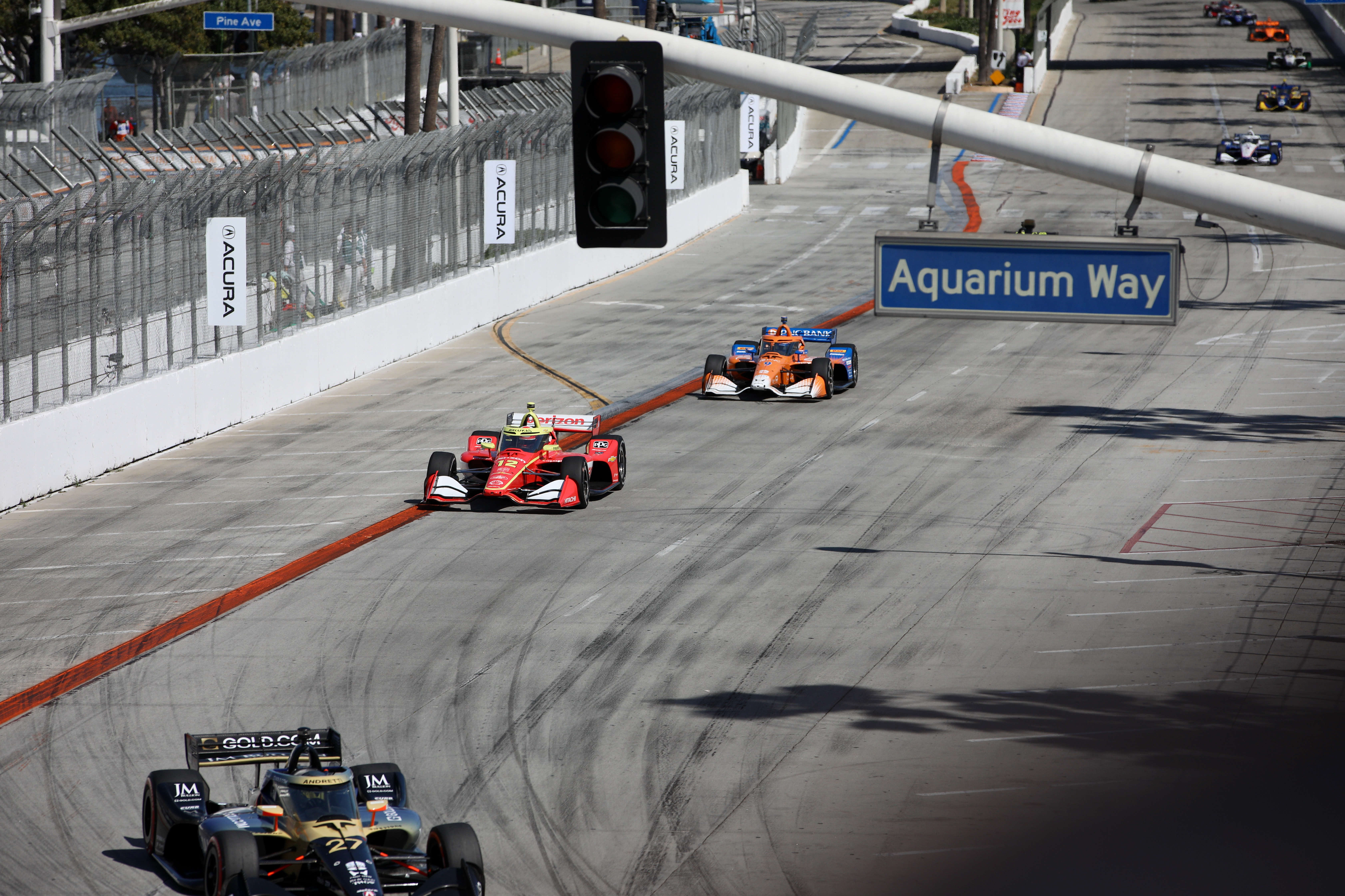 IndyCars come are off and running down Shoreline Drive at...