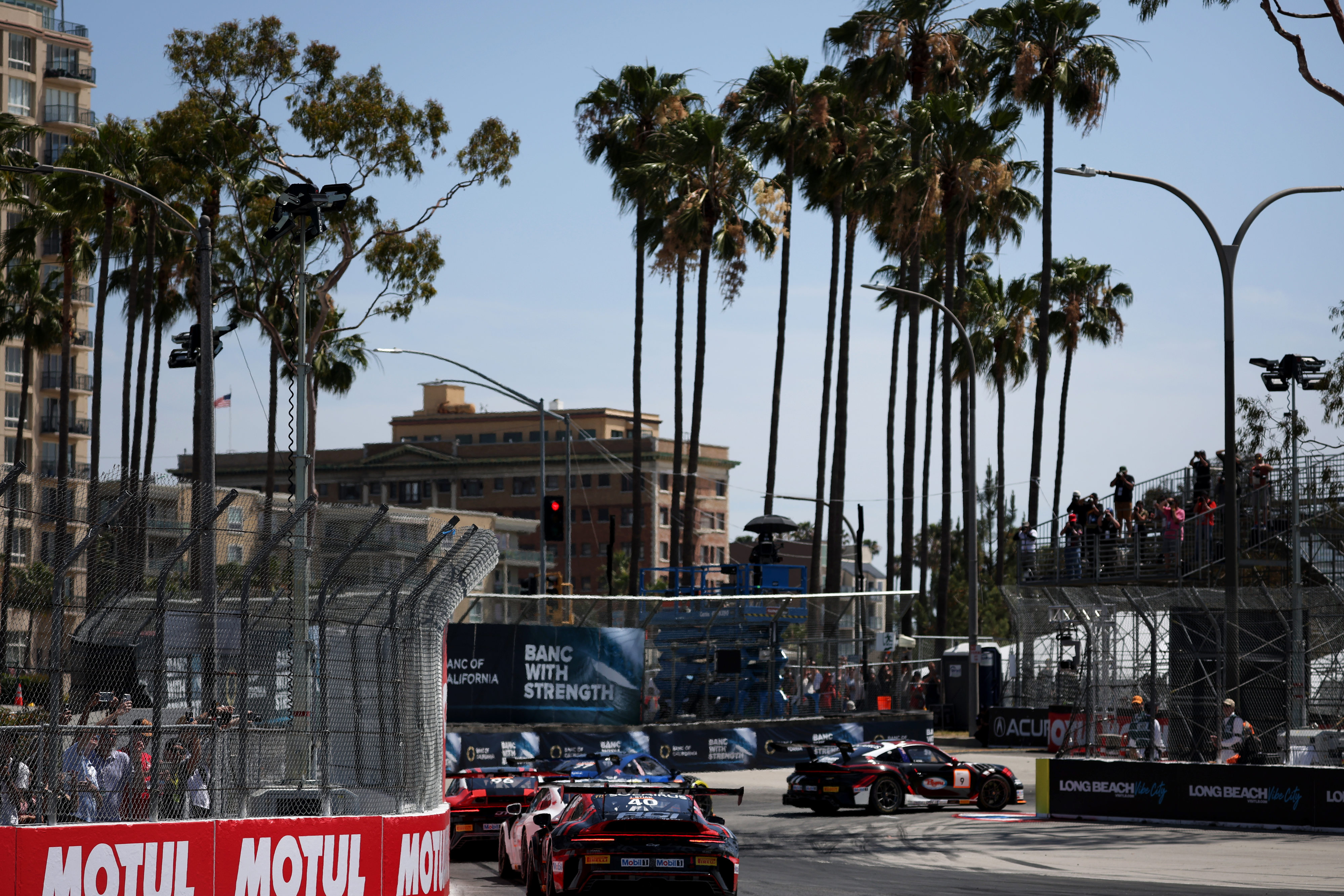 Porsche Carrera Cup North America drivers head into turn 11...