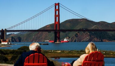 The Golden Gate Bridge can be seen from The Presidio in San Francisco in 2025. Roger Stone, a Trump ally, is working with a Bay Area tribe for control of the park.